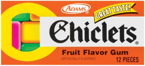 Chiclets Assorted Fruit Gum, 12-piece Packages (Pack of 120) logo