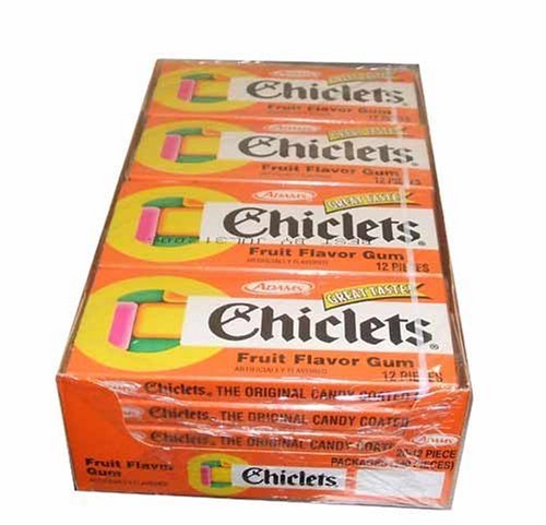 Chiclets Gum, Fruit Flavor, 12-piece (Pack of 20) logo