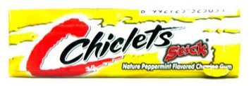 Chiclets Stick Peppermint Mint Chewing Gum 10 Packs Made In Thailand logo