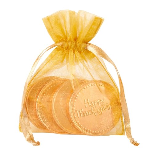 Chiffon Pouch With Embossed Creamy Milk Chocolate Thanksgiving Coins logo