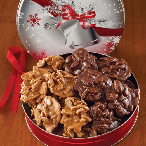 Chocolate and Original Recipe Pralines In 1lb. Red Bow Tin logo