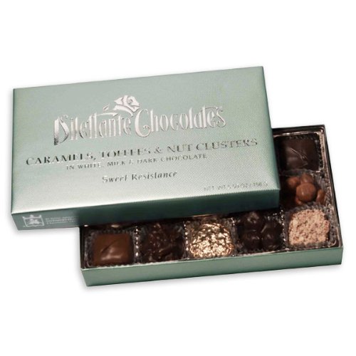 Chocolate Assortment Gift Box – Caramels, Toffees & Nut Clusters – By Dilettante logo