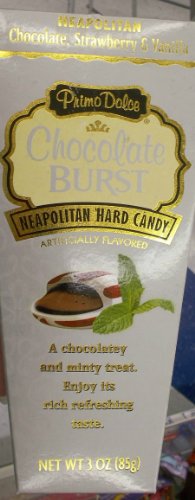 Chocolate Burst Neapolitan Hard Candy 3 Oz Box Chocolate, Strawberry & Vanilla logo