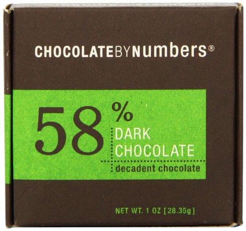 Chocolate By Numbers 58% Premium Dark Chocolate, 1.25 ounce Mini Boxes (Pack of 18) logo