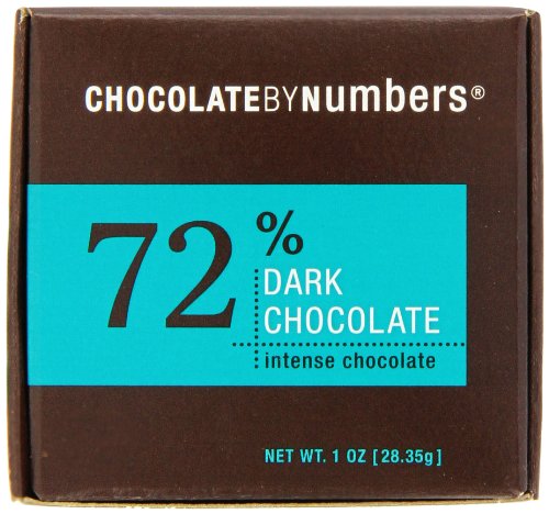 Chocolate By Numbers 72% Premium Dark Chocolate, 1 Ounce Mini Boxes (Pack of 18) logo