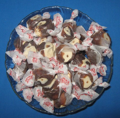 Chocolate Caramel Mocha Flavored Taffy Town Salt Water Taffy 2 Pound logo