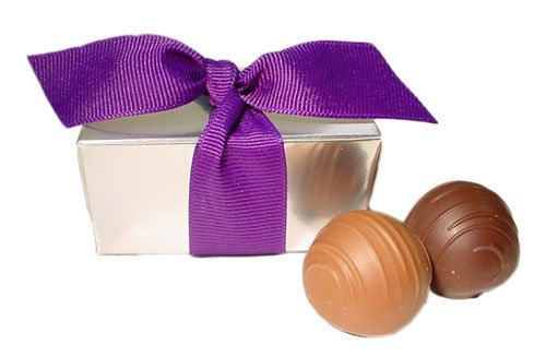 Chocolate Favor: 2 Truffles, Customized Box & Ribbon, Prepared For You! logo