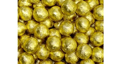 Chocolate Foil Marbles Balls Gold 1.5 Pound logo