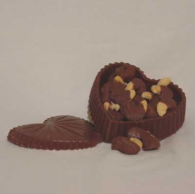 Chocolate Heart-shaped Box With Dipped Cashews logo