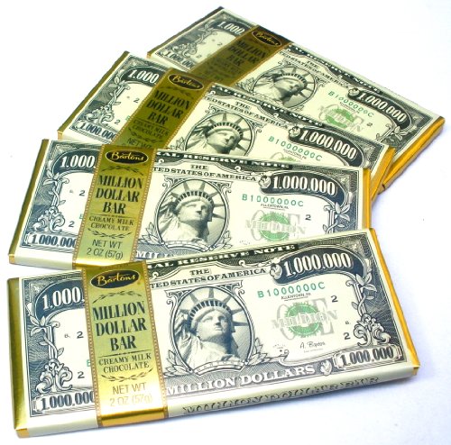 Chocolate Lovers Pack of 4 Million Dollar Bill Currency Themed Milk Chocolate Candy Bars logo