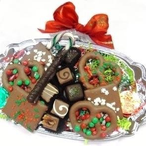 Chocolate, Pretzels and Grahams Christmas Gift Basket logo