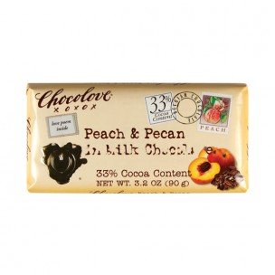 Chocolove Peach & Pecan Milk Chocolate 33% 3.2 Ounces 12 Count logo