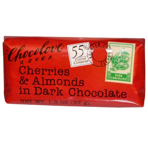 Chocolove Premium Chocolate Bars, Cherries & Almonds In Dark (55%) Chocolate, 3.2 ounce Bars (Pack of 12) logo