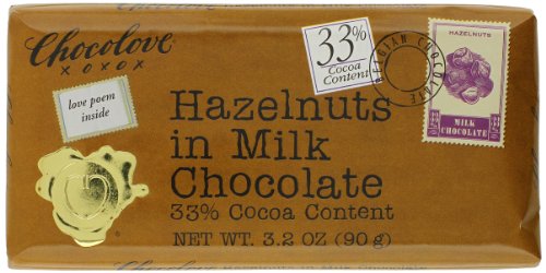 Chocolove Premium Chocolate Bars, Milk (33%) Hazelnut, 3.2 ounce Bars (Pack of 12) logo