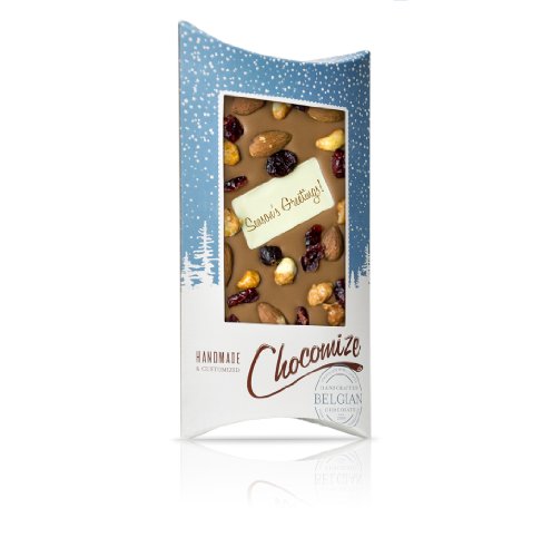 Chocomize Season’s Greetings Milk Belgian Chocolate Bar With Nuts and Fruits, 4 Ounce logo