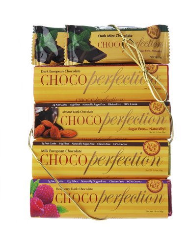 Chocoperfection 6-bar Box, Variety Package, 2 Dark Mint, 1 Dark, 1 Milk, 1 Dark Raspberry and 1 Dark Almond Bar logo