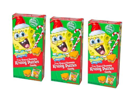 Christmas Tree Shaped Gummy Krabby Patties Candy Spongebob Squarepants Pack of 3 Boxes logo