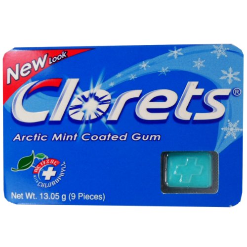 Clorets Arctic Mint Coated Chewing Gum With Actizol and Chlorophyll Net Wt 13.05 G (9 Pieces) X 10 Boxes logo