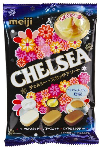 Coffee, Butter, Royal Milk Tea: Meji Chelsea Scotch Candy (japanese Import) logo