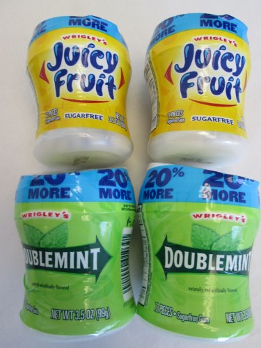 Combo Variety Pack- Wrigley’s Doublemint and Juicy Fruit- 20% More Bigepak Sugar Free Chewing Gum – 72 Pieces 4 Ct (288 Pieces Total) logo