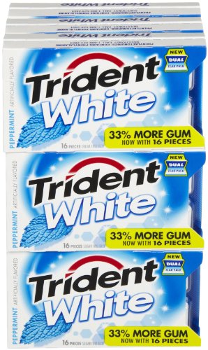 Cos7 Trident White Peppermint Artificially Flavored Sugar Free Gum – 12×16 Pieces Packages (192 Sticks Total) logo