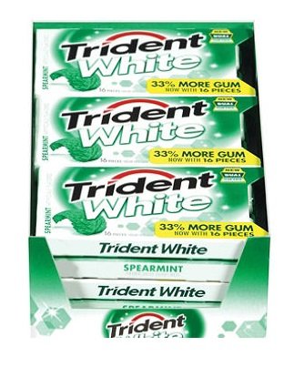 Cos7 Trident White Spearmint Artificially Flavored Sugar Free Gum – 12×16 Pieces Packages (192 Sticks Total) logo