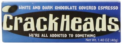 Crackheads Chocolate Covered Espresso Coffee Beans, White & Dark (Pack of 12) logo