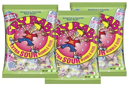 Cry Baby Extra Sour Bubble Gum (4 Oz Bags) 3 Pack logo