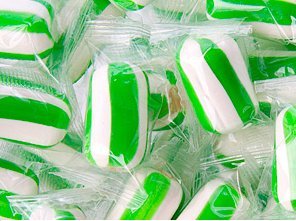 Cylinder Striped Hard Candy Green and White 5lbs logo