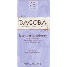 Dagoba Chocolate Lavender Blueberry Chocolate Bar, 2.83 Ounce — 12 Per Case. logo