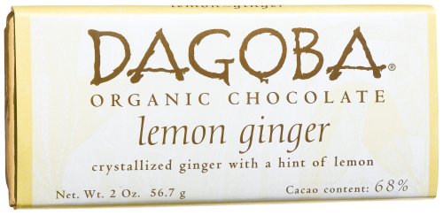Dagoba Lemon Ginger (68%) Crystallized Ginger, Lemon Bar, 2.0 ounce Bars (Pack of 12) logo