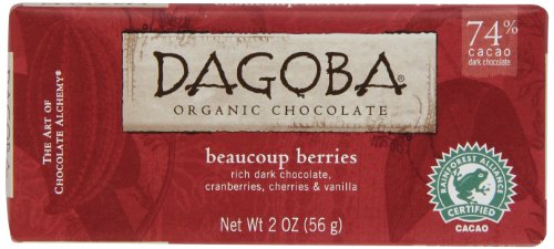 Dagoba Organic Chocolate Bar, Beaucoup Berries (rich Dark, Cranberries, Cherries & Vanilla), 2 ounce Bars (Pack of 6) logo