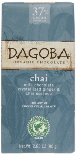 Dagoba Organic Chocolate Bar, Chai (milk Chocolate, Crystallized Ginger & Chai Essence), 2.83 ounce Bars (Pack of 12) logo