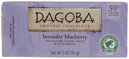 Dagoba Organic Chocolate Bar, Lavender Blueberry (dark Chocolate, Lavender Essence & Wild Blueberries), 2 ounce Bars (Pack of 6) logo