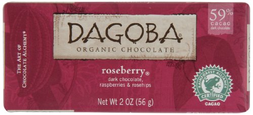 Dagoba Organic Chocolate Bar, Roseberry (dark Chocolate, Raspberries & Rosehips), 2 ounce Bars (Pack of 6) logo