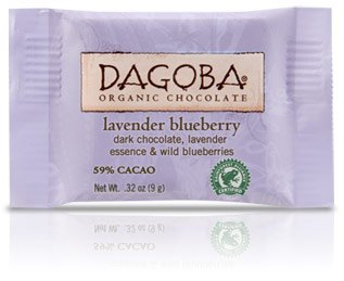 Dagoba Organic Chocolate – Tasting Squares Dark Chocolate Lavender Blueberry 59% Cacao – 0.32 Oz. logo
