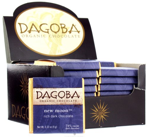Dagoba Organic Chocolate – Tasting Squares Dark Chocolate New Moon 74% Cacao – 0.32 Oz. logo