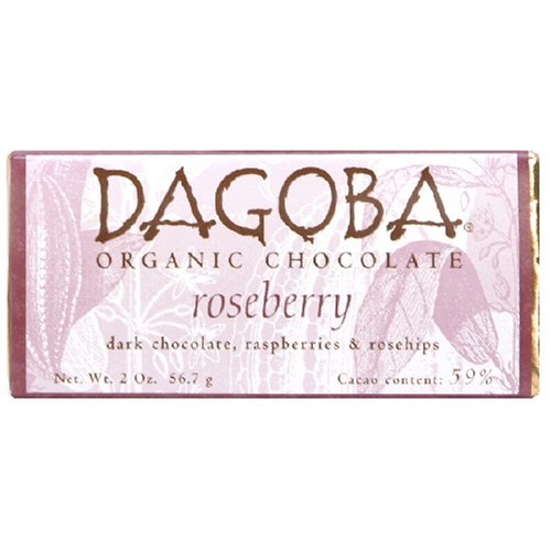 Dagoba Roseberry (59%) Raspberies/rosehips Bar, 2.0 ounce Bars (Pack of 12) logo