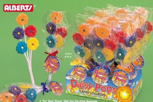 Daisy Pops Flower Lollipops, 12 Bouquets of 5 Flowers logo