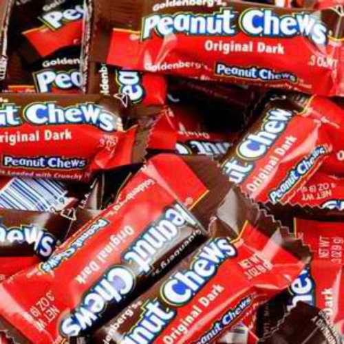 Dark Chocolate Peanut Chews Mini Bars 3lb Bag logo