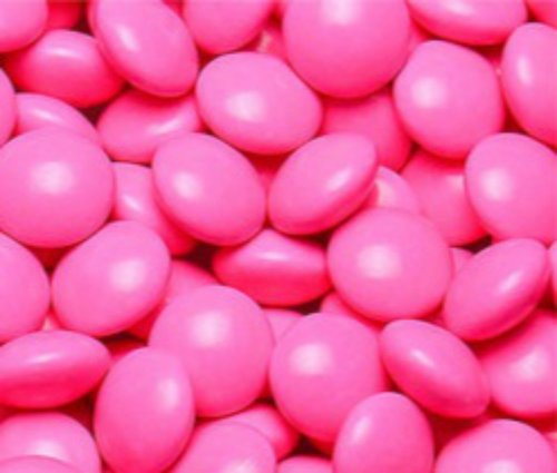 Dark Pink Milk Chocolate Gems (lentils) 1lb Bag logo