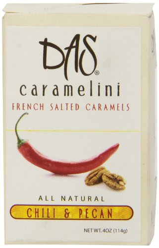 Das Caramellini Chili and Pecan, 4 Oz Box logo