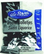 Debron Sugarfree Zoete Bolletjes, Sweet Licorice Drops, 3.53 Oz (1 Bag) logo