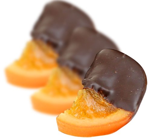 Delicious Gourmet Dark Non Dairy Chocolate Dipped Orange Slices logo