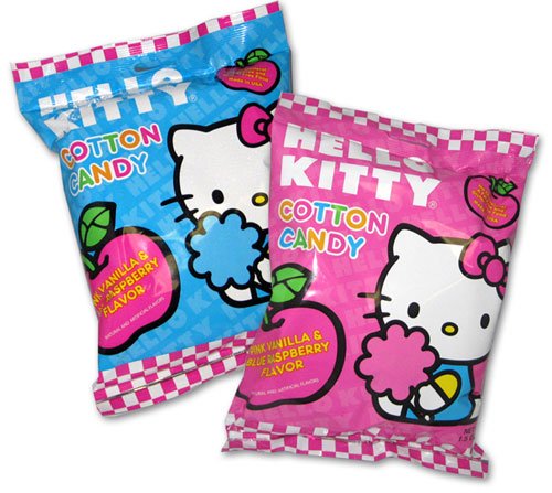 Delicious Vanilla and Blue Raspberry Flavored Cotton Candy In A Bag Featuring Hello Kitty! Each Bag Is 1.5 Oz (set Of 4) logo