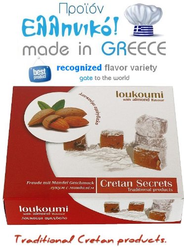 Delight With Almond Taste Loukoumi From Crete Of Greece Traditional Loukoum Box 150gr logo