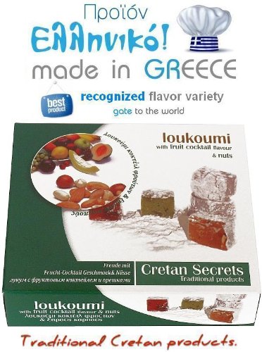 Delight With Fruit Coctail & Nuts Taste Loukoumi From Crete Of Greece Traditional Loukoum Box 150gr logo