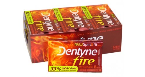 Dentyne Fire Gum, Sugar Free, Spicy Cinnamon -16 9 (Pack of 2) logo