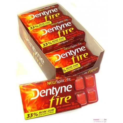 Dentyne Fire Spicy Cinnamon Artificially Flavored Sugar Free Gum – 9×16 Pieces Packages (144 Sticks Total) logo