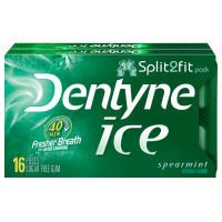 Dentyne Gum, Sugar Free, Spearmint, Split 2 Fit Pack 16 Ct (Pack of 9) logo